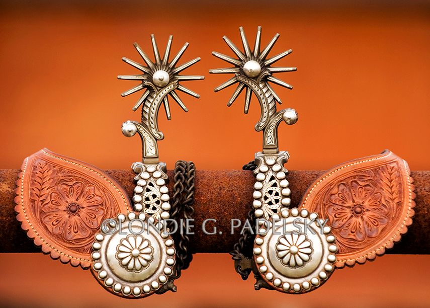 Hand tooled silver spurs.                 ©Londie G. Padelsky RUD_1378_LondieGPadelsky