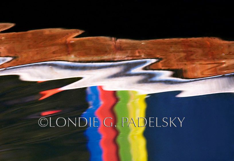 Brown, Blue, Red, Black, and White Water Reflection Abstraction Design. ©Londie G. Padelsky QLP-9218_LondieGPadelsky