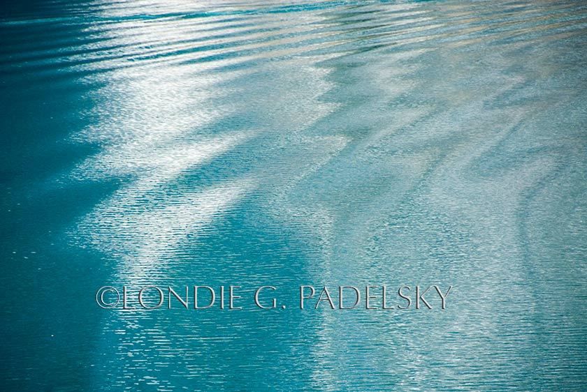 Emerald green, blue, and white water reflection and abstract design.      ©Londie G. Padelsky QLP8149_LondieGPadelsky