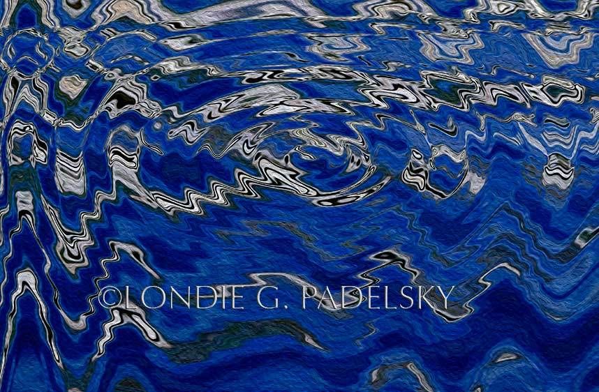 Blue, white, black and grey water reflection and abstract design.     ©Londie G. Padelsky ZLP12_3292_LondieGPadelsky