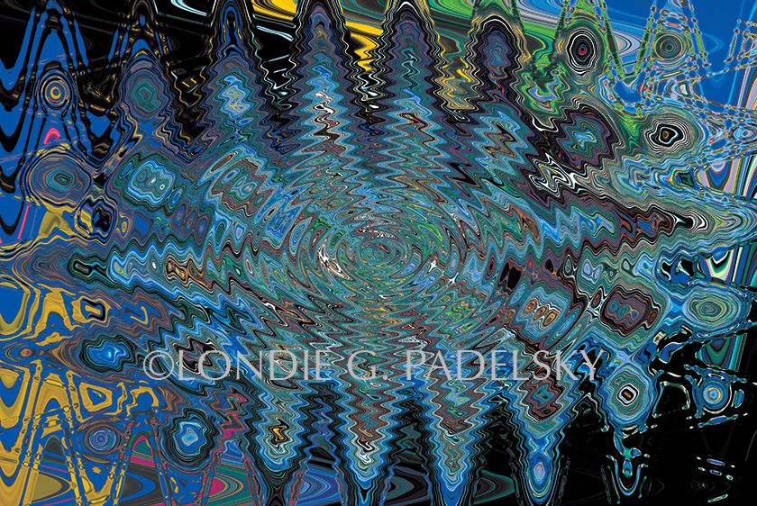 Blue, brown, black, yellow, and green abstract art design.                               ©Londie G. Padelsky ZQLP9299_LondieGPadelsky