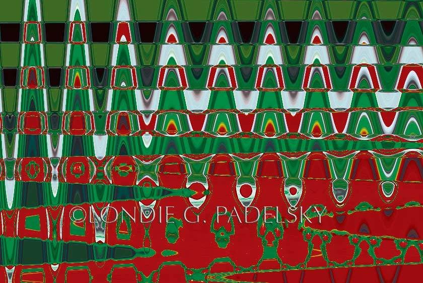 Red, green, and white abstract design.  ©Londie G. Padelsky QLP9349_LondieGPadelsky