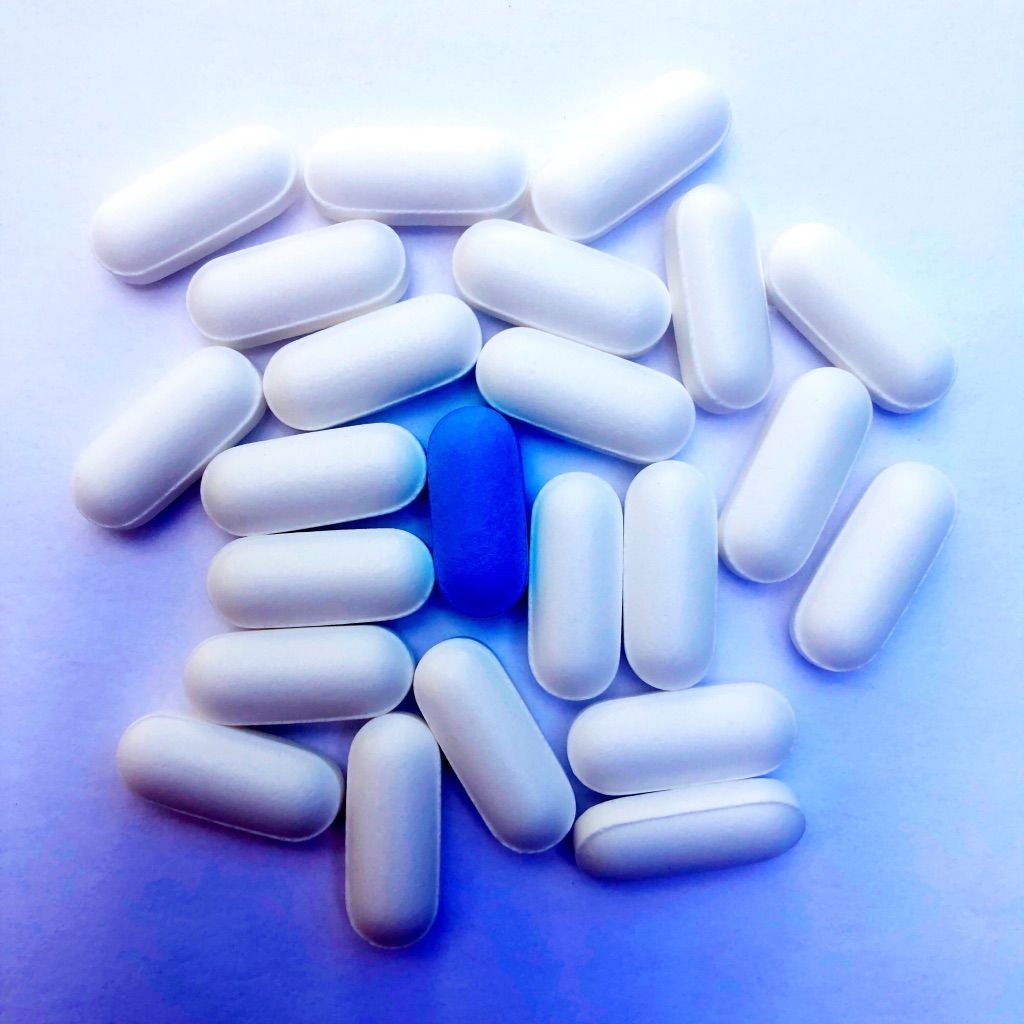 blue and white pills