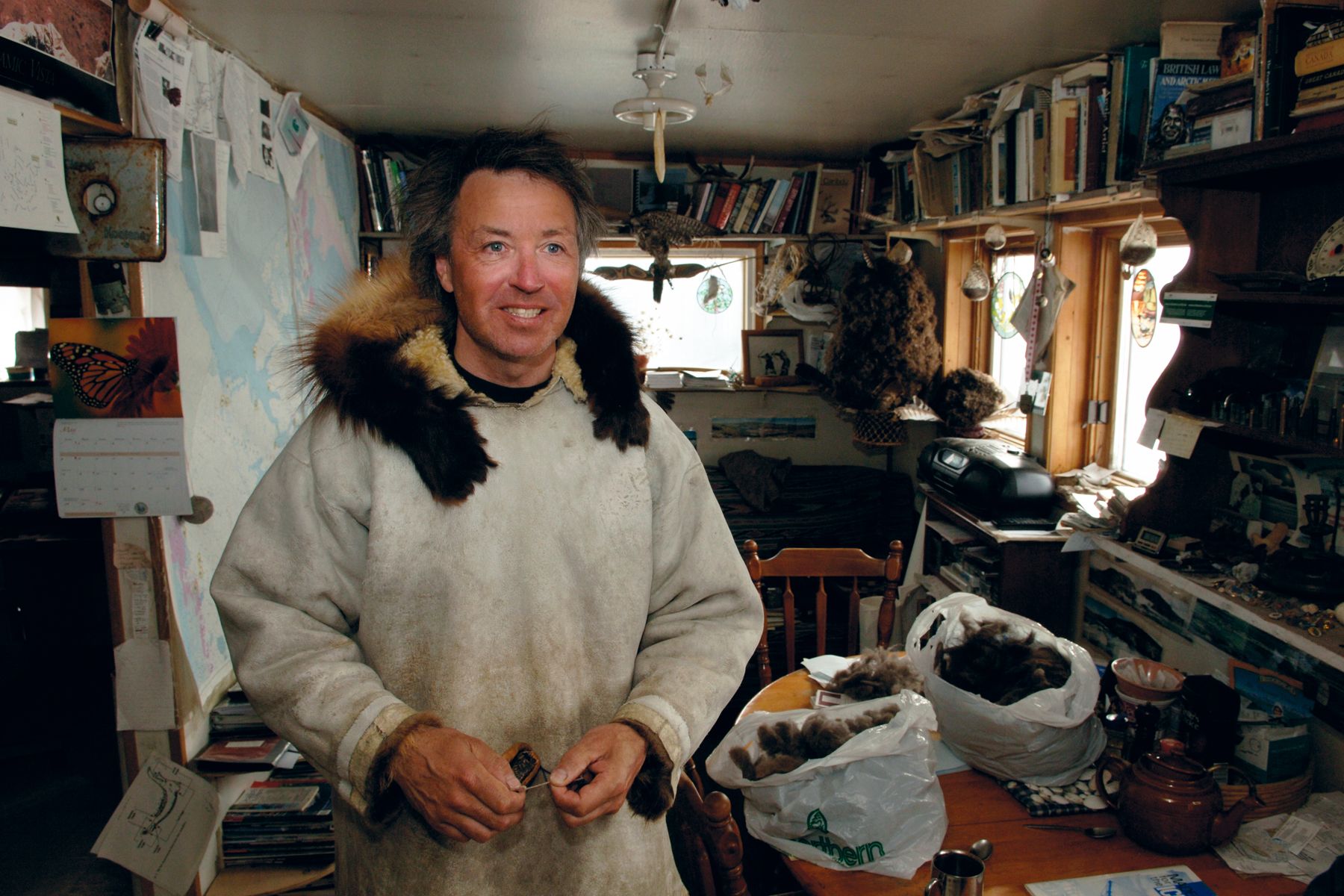 Doug Stern in his cabin, Cambridge Bay, Nunavut, Arctic photographer, Canadian photographer, location photographer, Storyteller, videographer, Content creator Doug Stern in his cabin, Cambridge Bay, Arctic photographer