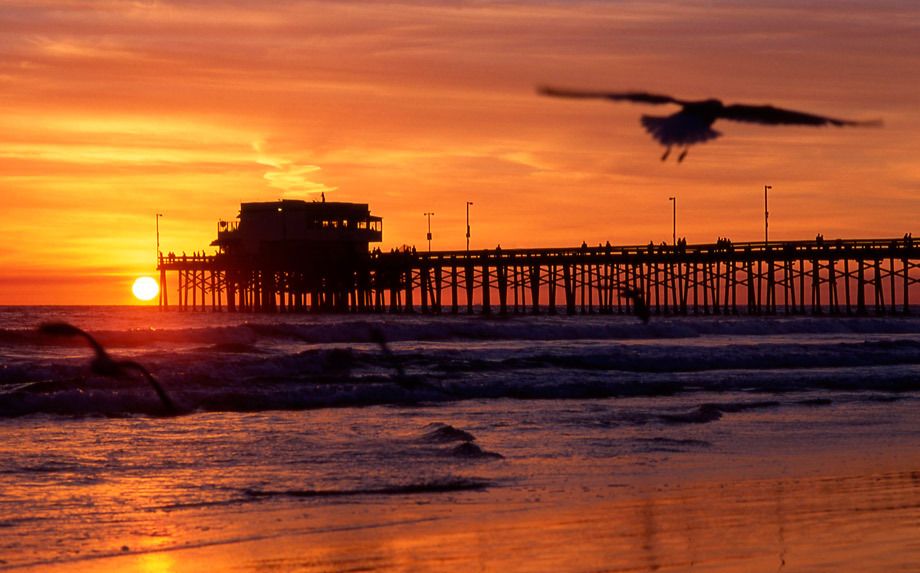 Newport Beach Pier at sunset, Newport Beach, CA