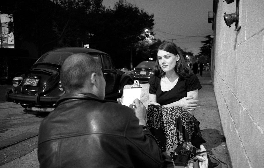 Steet Artist and Subject, Berkeley, CA.