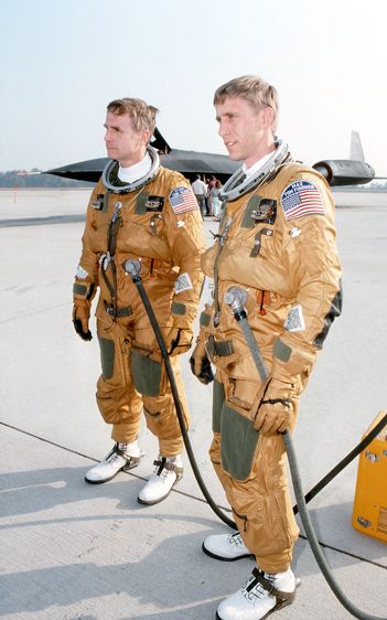SR71 Piilot and Navigator Prepping to take flight, Norton AFB, CA
