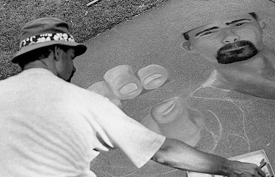 Chalk Artist at work, Sacramento, CA.