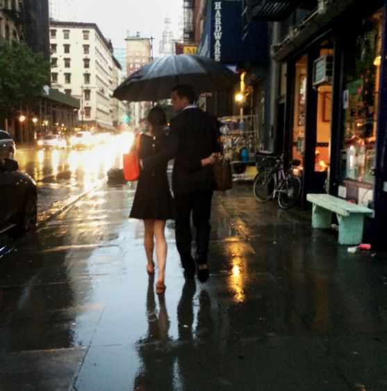 Chambers Street in the rain, New York, NY