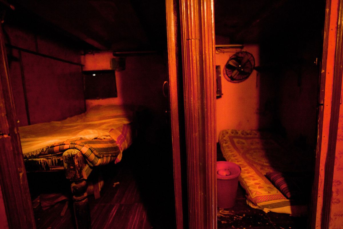 The Brothel rooms on 14th Lane where Guddi has sex with her customers. Guddi pays the brothel house owner 50 cents a customer to use a room.© Hazel Thompson India Sex Slaves