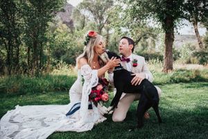 Couple with Black Dog Bride and Groom