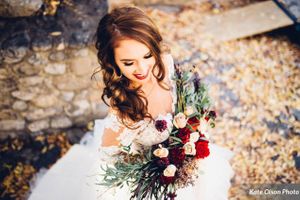 Aerial View of Bridal Bouquet Bride