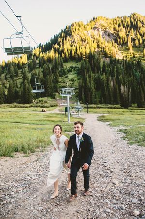 Bride and Groom Walking Reception