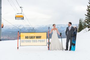 Hoopes Events | Ilana and Dave | Canyons Resort | Park City Utah | Bride and Groom Posing Before "No Easy Way" Sign On Ski Slopes Ilana_Dave_Canyons_Resort_Park_City_Utah_Bride_Groom_No_Easy_Way_Sign_on_Ski_Slopes.jpg