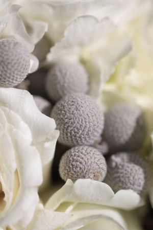 Bridal Bouquet with Grey Globe Flowers Details