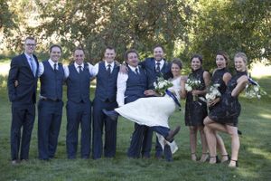 Hoopes Events | McCall and Brad | DeJoria Center | High Star Ranch | Kamas Utah | Groom Holding Bride with Bridesmaids and Groomsmen McCall_Brad_High_Star_Ranch_Kamas_Utah_Groom_Holding_Bride_Bridesmaids_Groomsmen.jpg