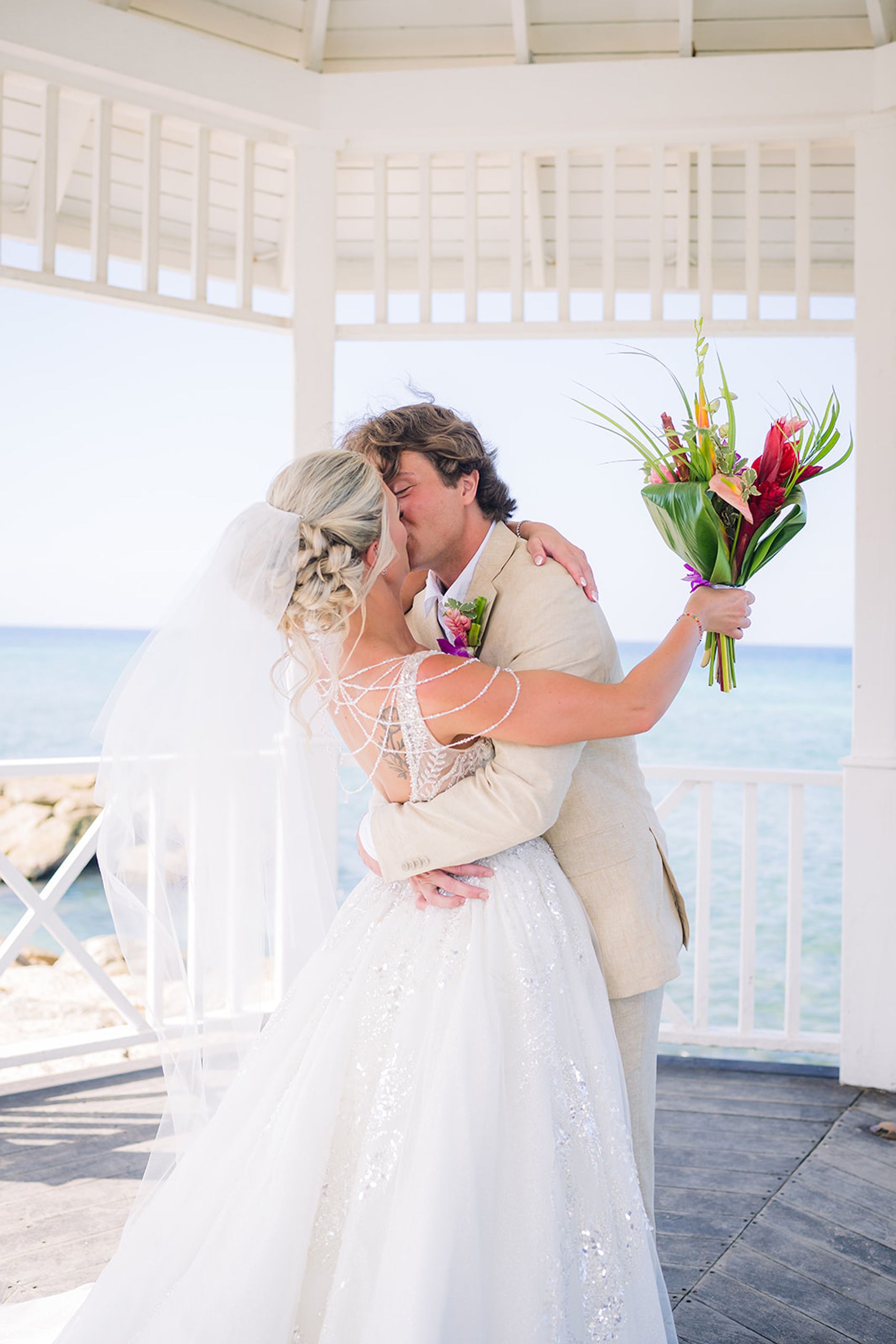 Couple Kissing in Gazebo