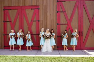 Hoopes Events | Tori and Sterling | Quiet Meadow Farms | Mapleton Utah | Bride and Bridesmaids in Front of Barn Door Tori_Sterling_Quiet_Meadow_Farms_Mapleton_Utah_Bride_Bridesmaids_in_Front_of_Barn_Door.jpg