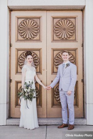 Hoopes Events | Lexie and Neil | Utah State Capitol | Salt Lake City Utah | Bride and Groom Holding Hands Outside Bountiful Temple Lexie_Neil_Utah_State_Capitol_Salt_Lake_City_Utah_Bride_Groom_Holding_Hands_Bountiful_Temple.jpg