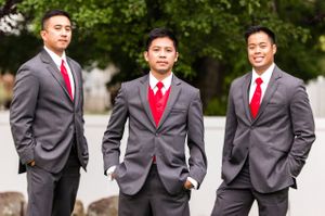 Groom and Groomsmen In Red Ties Groom and Groomsmen
