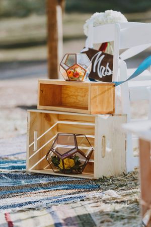 Crates with Copper Terrariums Ceremony