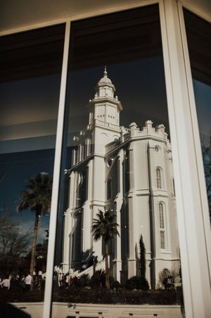 Temple in the Reflection of Window Ceremony
