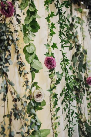 Coordinated Flower and Greenery Backdrop Details