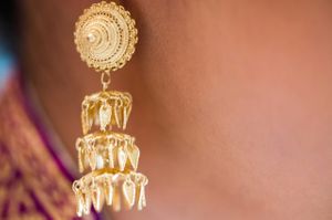 Golden Ornate Earring Bride