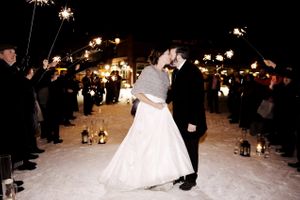 Final Kiss with Lantern and Sparkler Sendoff Reception