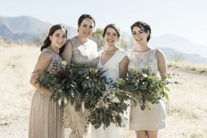 Bride and Bridesmaids Getting Ready