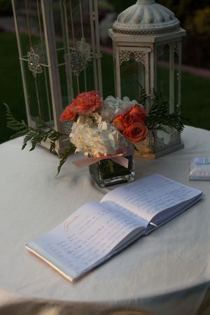 Hoopes Events | Natalie and Brad | South Jordan Utah | White Decorative Lanterns with Guestbook and Flower Vase Natalie_Brad_South_Jordan_Utah_Lanterns_Flowers_Guestbook.jpg