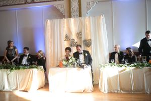 Hoopes Events | Chloe and Austin | Ben Lomond Suites | Ogden Utah | The Great Gatsby Wedding | Bride and Groom Seated at Head Table Chloe_Austin_Ben_Lomond_Suites_Ogden_Utah_Great_Gatsby_Bride_Groom_Head_Table.jpg