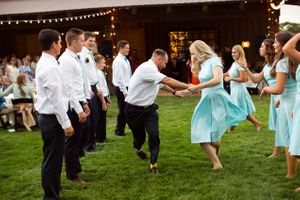 Hoopes Events | Tori and Sterling | Quiet Meadow Farms | Mapleton Utah | Bridesmaids and Groomsmen Dancing in Line Tori_Sterling_Quiet_Meadow_Farms_Mapleton_Utah_Bridesmaids_Groomsmen_Line_Dancing.jpg