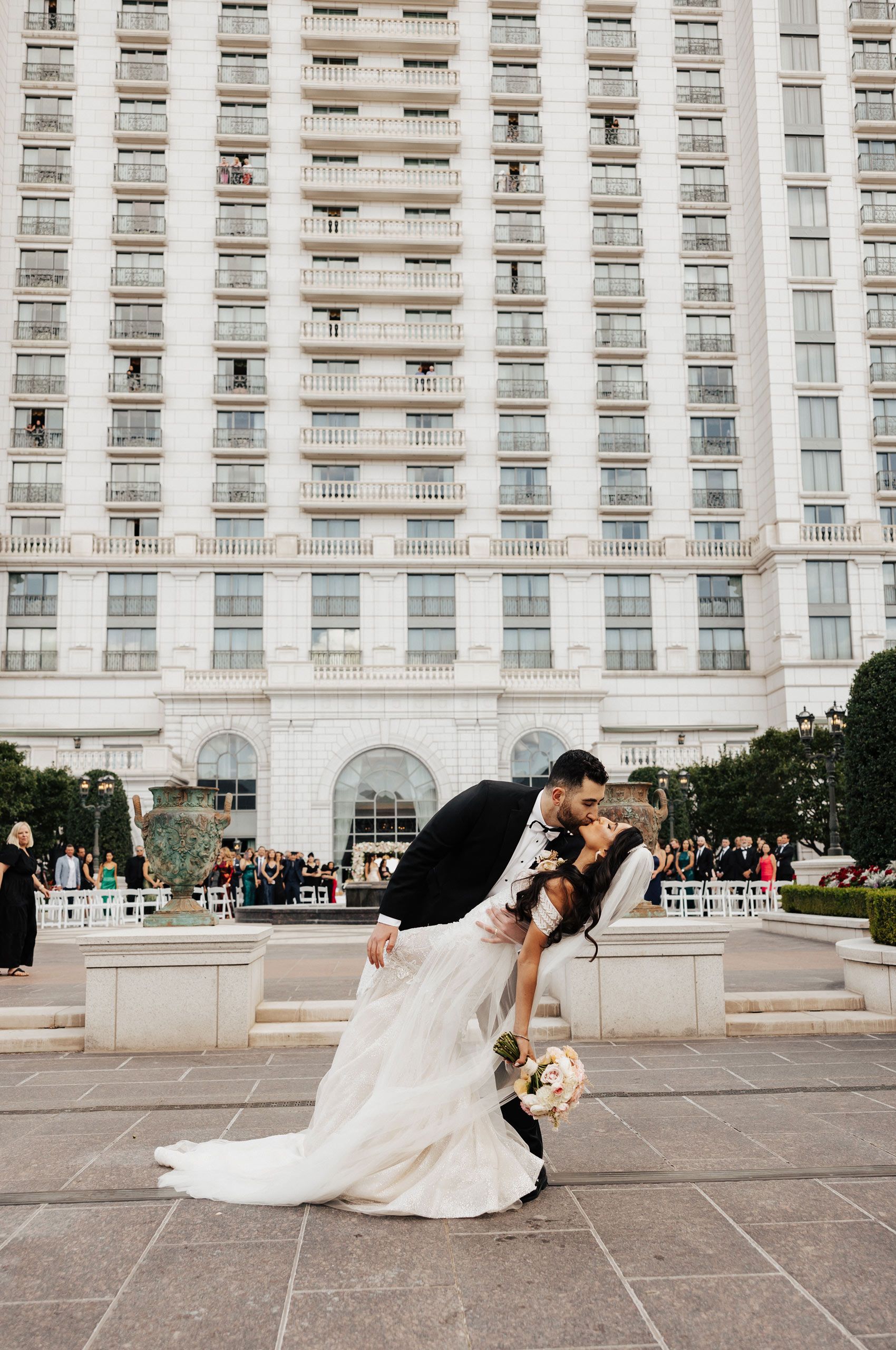 Kissing Bride and Groom