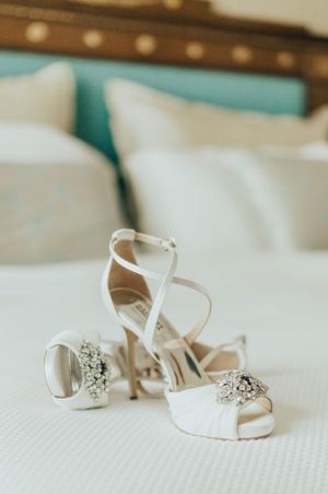 Bride's shoes with crystal accents Getting Ready