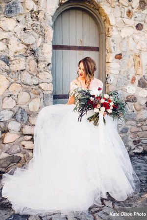 Stone House Backdrop Gorgeous Bride