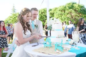 Hoopes Events | Aspyn and Steven | Bear Lake Utah | Bride and Groom Cutting the Wedding Cake Aspyn_Steven_Bear_Lake_Utah_Cutting_Cake.jpg