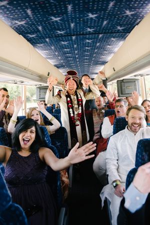 Hoopes Events | Reema and Spencer | Temple Har Shalom | Park City Utah | Baraat - Groom and Guests Arrive on Bus Reema_Spencer_Temple_Har_Shalom_Park_City_Utah_Baraat_Groom_Guests_Bus.jpg