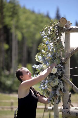 Backdrop with Floral Garland Ceremony Details