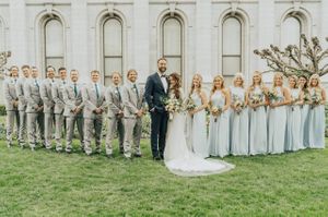 Wedding party outside of temple After Ceremony