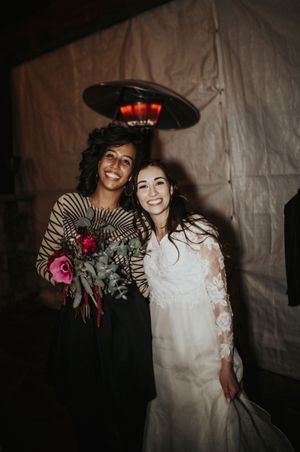 Bride with Bouquet Toss Catcher Reception