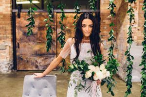 Hoopes Events | Modern Industrial Shoot | The Historic Startup Building | Provo Utah | Bride with Simple Greenery Backdrop Modern_Industrial_Wedding_Shoot_The_Historic_Startup_Building_Provo_Utah_Bride_Greenery Backdrop.jpg