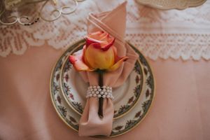 Hoopes Events | Tea Party Baby Shower | Provo Utah | Ornate Napkin with Orange Rose Tea_Party_Baby_Shower_Provo_Utah_Napkin_Orange_Rose.jpg