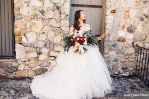 Stone Building Backdrop Striking Bride