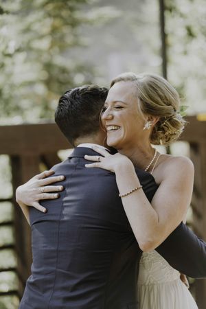 Bride and Groom Embracing First Look