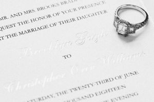 Wedding RIng with Wedding Announcement Details