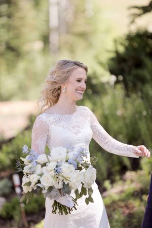 Radiant Bride With Pastel Floral Bouquet Ceremony