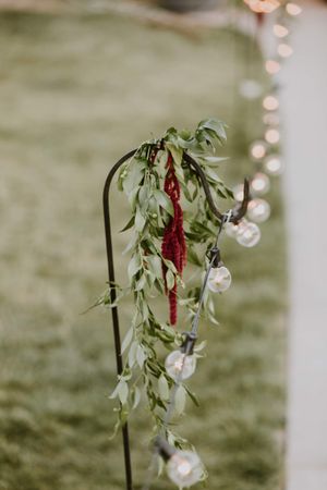Creative Greenery and Bistro Light Walkway Decor