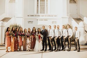 Bride and Groom With Wedding Party Ceremony