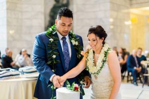 Hoopes Events | Tessa and Taani | Utah State Capitol | Salt Lake City Utah | Bride and Groom Cutting the Wedding Cake Tessa_Taani_Utah_State_Capitol_Salt_Lake_City_Utah_Bride_Groom_Cutting_Wedding_Cake.jpg